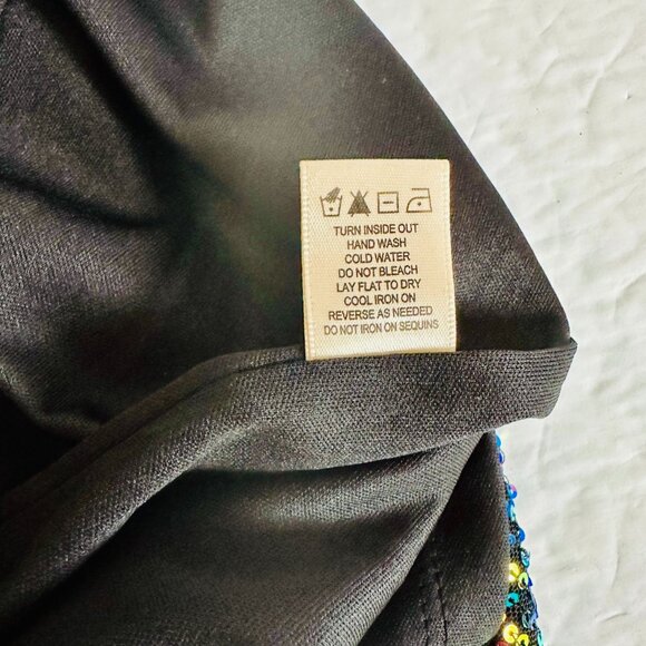 THIRTY / THIRTY IRIDESCENT METALLIC SEQUINS RUFFLE BODICE COCKTAIL DRESS - Picture 6 of 6